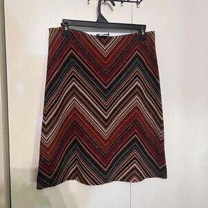 VTG Heart & Soul Chevron Midi Skirt‎ Large Y2K Red Gold Glitter Zig Zag Made USA